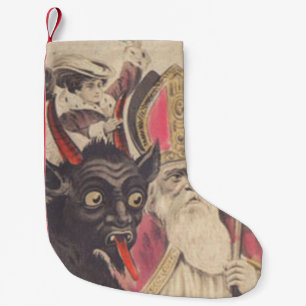 Calcetín Navideño Pequeño Krampus secuestra personas con San Nicolás en coch