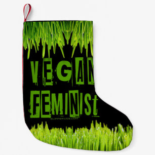 Calcetín Navideño Pequeño La atención vegana feminista de SlipperyJoe llama