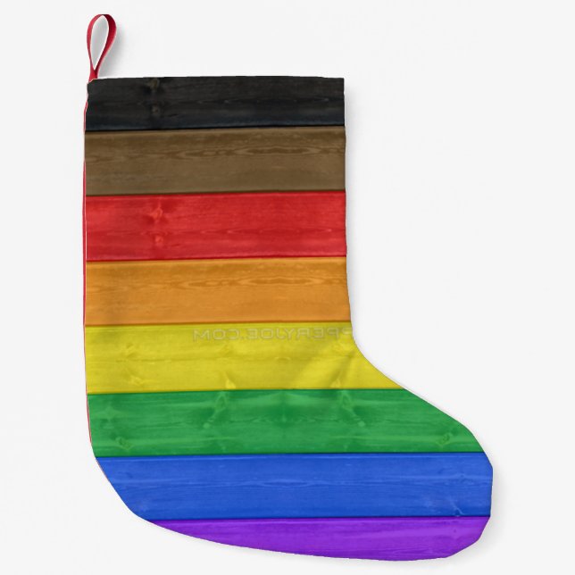 Calcetín Navideño Pequeño La bandera del orgullo gay inclusivo de SlipperyJo (Anverso)
