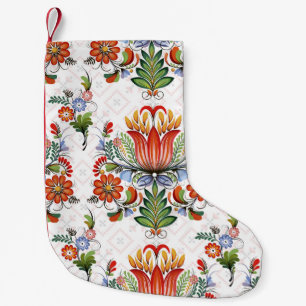 Calcetín Navideño Pequeño La colorida etnia Petrykivka: Flores ucranianas.