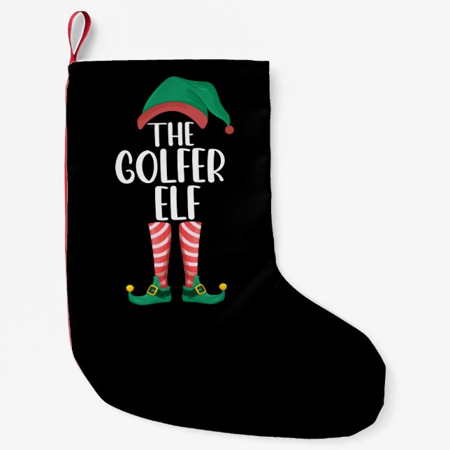 Calcetín Navideño Pequeño La familia de golf Golfer Elf Navidades (Anverso)
