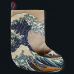 Calcetín Navideño Pequeño La gran ola de Kanagawa<br><div class="desc">La Gran Ola de Kanagawa es una huella de madera del artista japonés Hokusai. Se publicó alrededor de 1830 a finales del periodo Edo.</div>