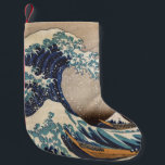 Calcetín Navideño Pequeño La gran ola de Kanagawa<br><div class="desc">La Gran Ola de Kanagawa es una huella de madera del artista japonés Hokusai. Se publicó alrededor de 1830 a finales del periodo Edo.</div>