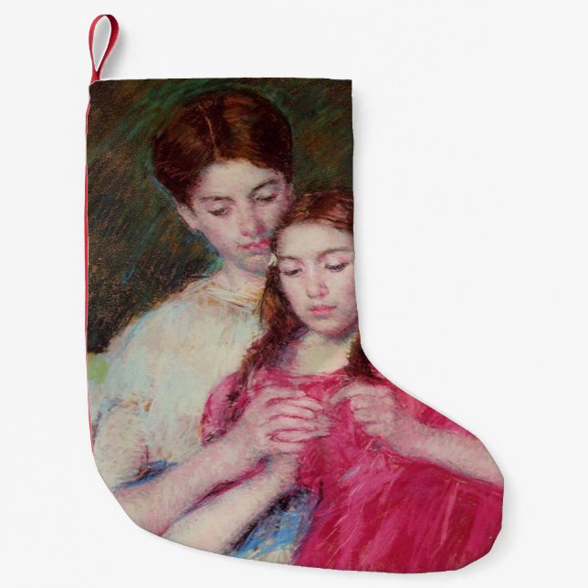 Calcetín Navideño Pequeño La lección de Crochet (dos hermanas) (Anverso)