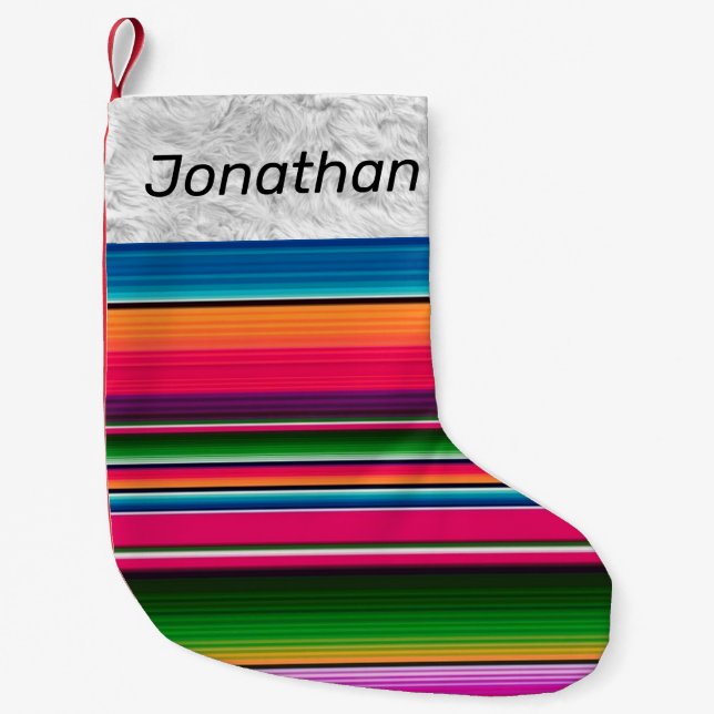 Calcetín Navideño Pequeño La manta mexicana de serape México personalizada (Anverso)