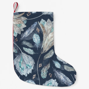 Calcetín Navideño Pequeño La Moda Boho contiene flores: color de agua azul o