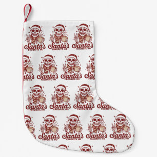 Calcetín Navideño Pequeño La Navidad Snarky del esqueleto favorito de Santa 