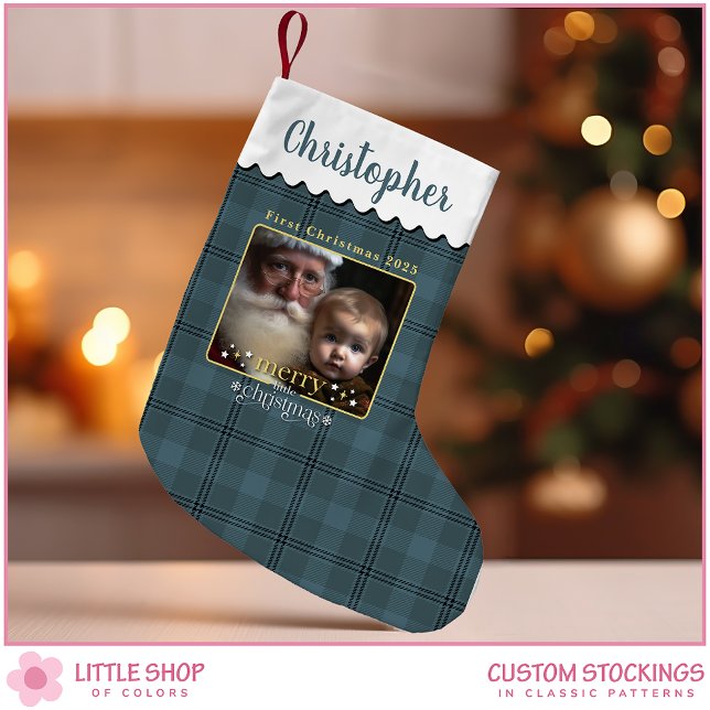 Calcetín Navideño Pequeño La primera foto del bebé para Navidad (Subido por el creador)