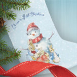 Calcetín Navideño Pequeño La primera Navidad en el bebe de conejo<br><div class="desc">Haga recuerdos de vacaciones con un primer surtido especial de Navidad con Peter el Conejo y su familia en un tranquilo y nevado paisaje de invierno con un muñeco de nieve pintado a mano. Cambie fácilmente los detalles a los suyos y, si lo desea, cambie el estilo de fuente, el...</div>