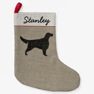 Calcetín Navideño Pequeño La silueta irlandesa Faux Linen Personalizado Dog 