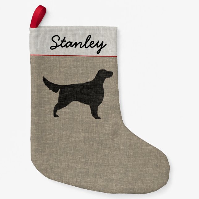 Calcetín Navideño Pequeño La silueta irlandesa Faux Linen Personalizado Dog  (Anverso)
