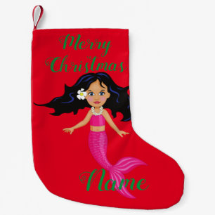 Calcetín Navideño Pequeño La sirena de cola rosada Thunder_Cove