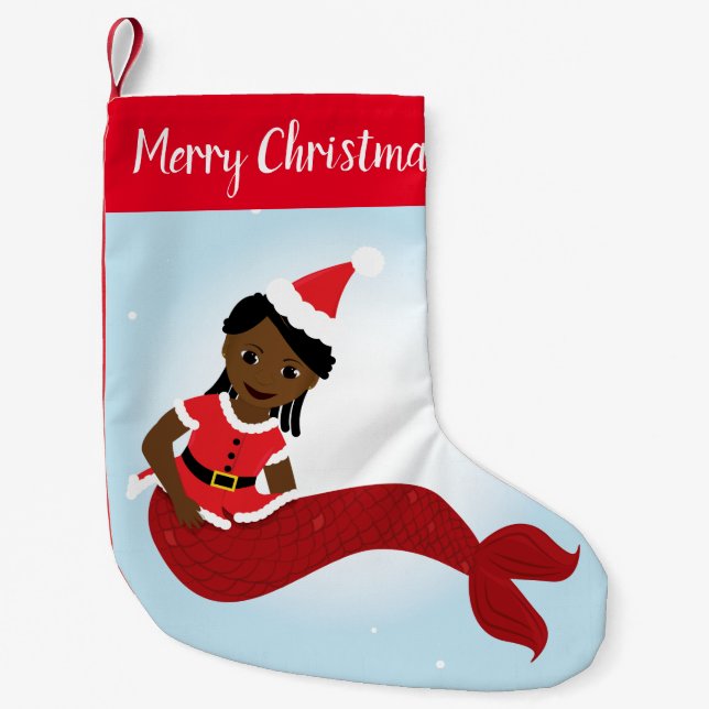 Calcetín Navideño Pequeño La sirena sonriente de Santa Ave de América Africa (Anverso)