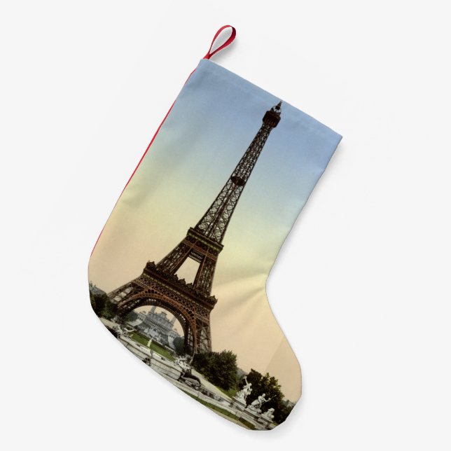 Calcetín Navideño Pequeño La torre Eiffel (Frente (Colgado))