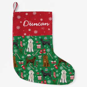 Calcetín Navideño Pequeño Labradoodles Nombre personalizado del perro