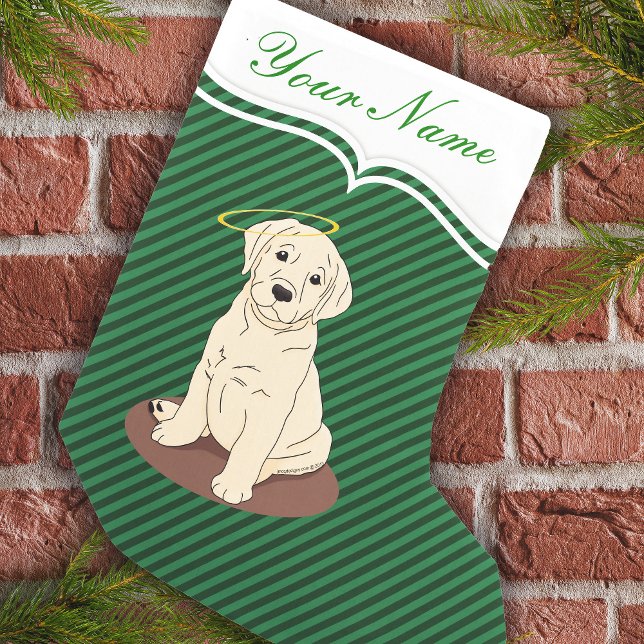 Calcetín Navideño Pequeño Labrador amarillo recuperador Angel Halo (Subido por el creador)