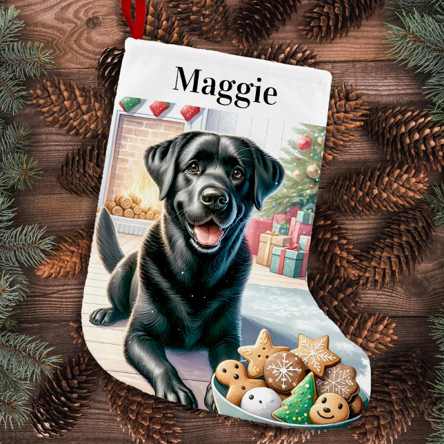 Calcetín Navideño Pequeño Labrador negro recuperador de perro festivo (Subido por el creador)