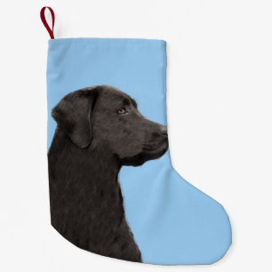 Calcetín Navideño Pequeño Labrador recuperador pintura negra original de per