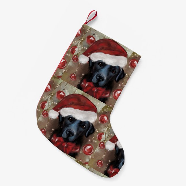 Calcetín Navideño Pequeño Labrador Retriever  (Frente (Colgado))