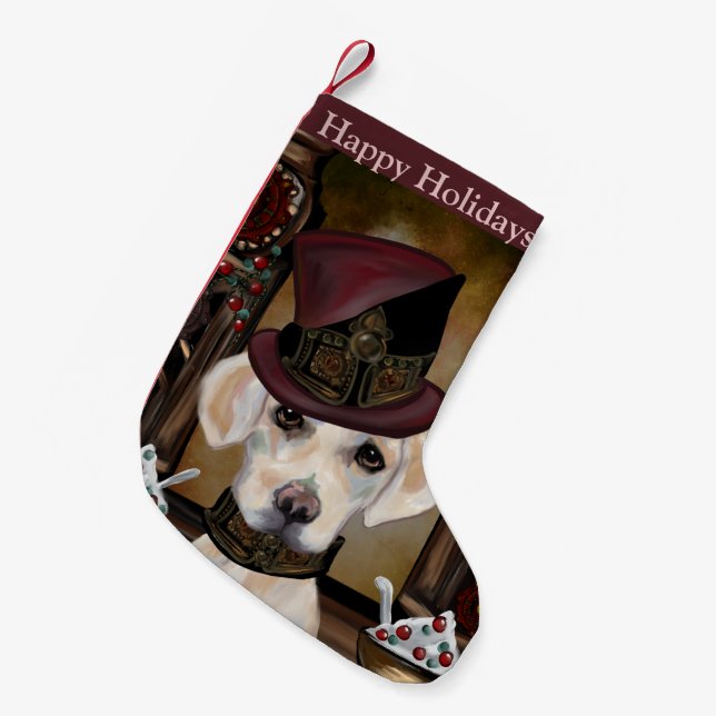 Calcetín Navideño Pequeño Labrador Retriever (Frente (Colgado))