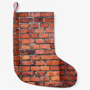 Calcetín Navideño Pequeño ladrillo marrón en la pared