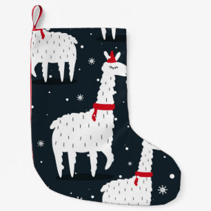 Calcetín Navideño Pequeño Lamas, fondo dibujado a mano. Manto sin costura co