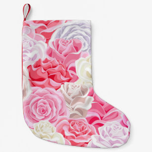 Calcetín Navideño Pequeño las rosas rosa y blanca son un patrón sin fisuras.