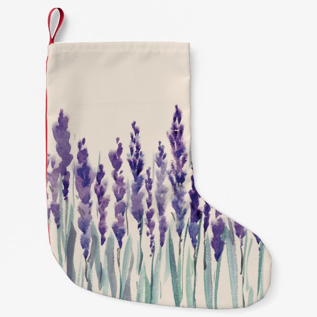 Calcetín Navideño Pequeño Lavanda francesa: Ilustracion acuarela (Anverso)