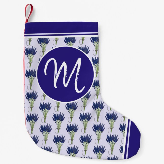 Calcetín Navideño Pequeño Lavandula Lavender Bunch Herb Purple Flower Garden (Anverso)