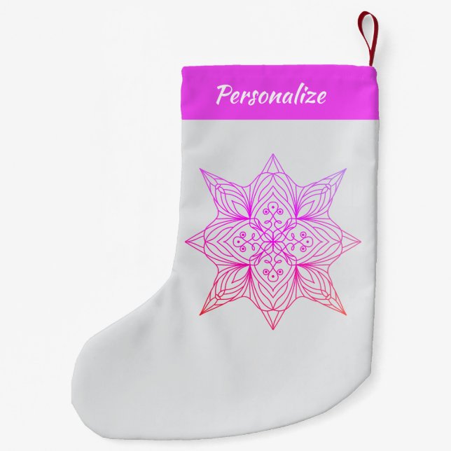 Calcetín Navideño Pequeño Lavender Purple Mandala Personalized Christmas (Reverso)