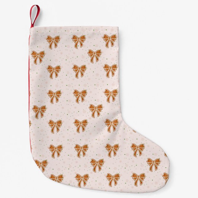 Calcetín Navideño Pequeño Lazos de Galletas de Navidad (Anverso)