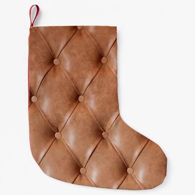 Calcetín Navideño Pequeño leather sofa background (Anverso)