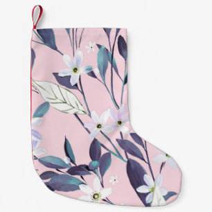 Calcetín Navideño Pequeño Leavesart morado, flor, qué pintado a mano