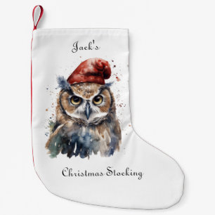 Calcetín Navideño Pequeño Lechuza de invierno encantada, personalizado