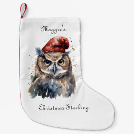 Calcetín Navideño Pequeño Lechuza de invierno encantada, personalizado