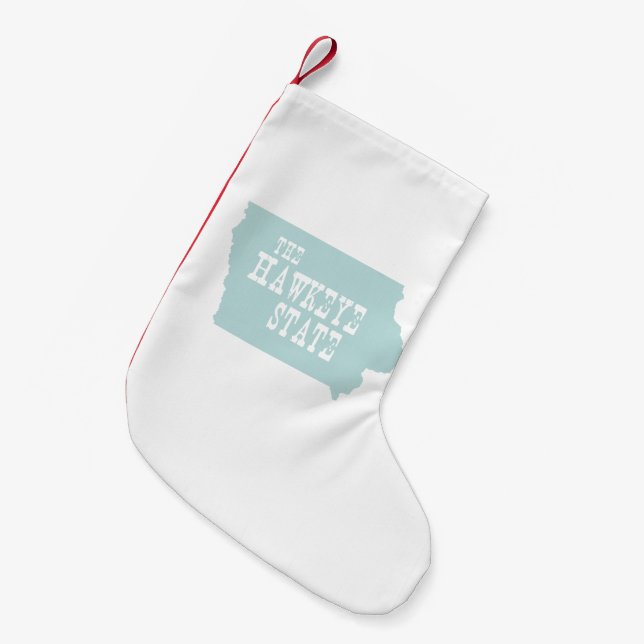 Calcetín Navideño Pequeño Lema del lema del estado de Iowa (Frente (Colgado))