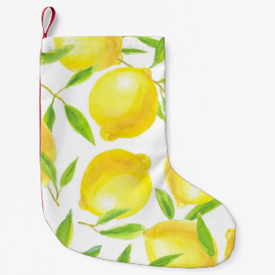 Calcetín Navideño Pequeño Lemones y hojas de acuarela: patrón.