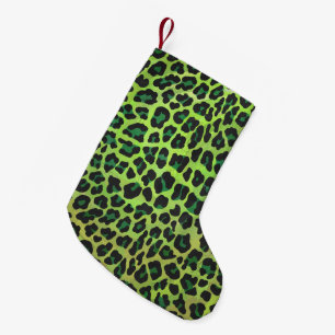 Calcetín Navideño Pequeño Leopard Black and Green Print