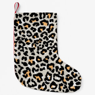Calcetín Navideño Pequeño leopardo patrón colorido marino salvaje