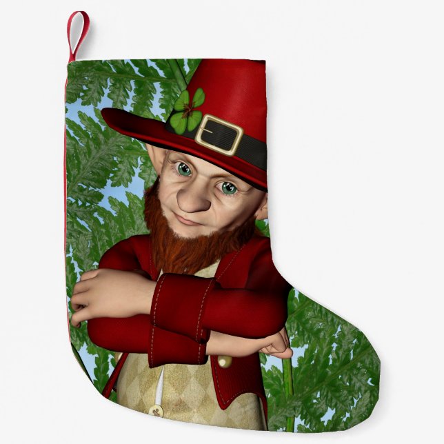 Calcetín Navideño Pequeño Leprechaun (Anverso)