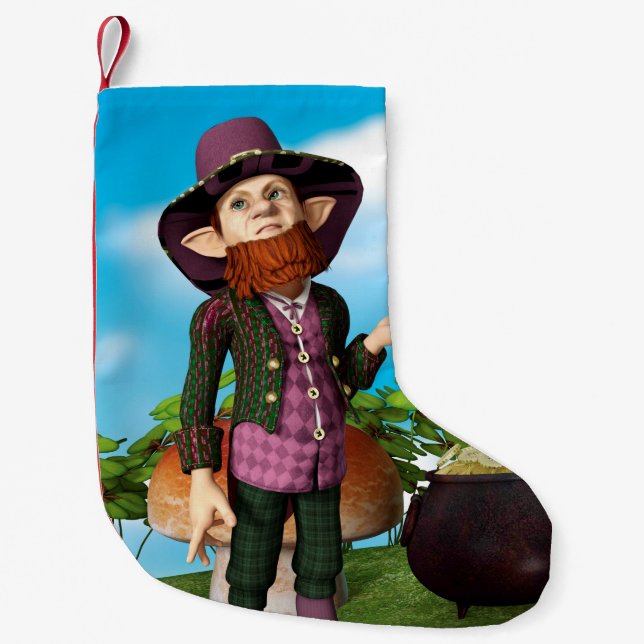 Calcetín Navideño Pequeño Leprechaun (Anverso)