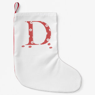 Calcetín Navideño Pequeño Letra de patrón de flor D(roja)