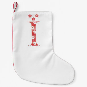 Calcetín Navideño Pequeño Letra del patrón de flor I (rojo)