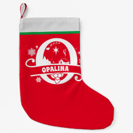 Calcetín Navideño Pequeño Letra O Navidades Monograma Nombre inicial Rojo Bl