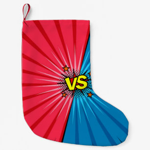 Calcetín Navideño Pequeño Libro de historietas versus fondo, estilo clásico