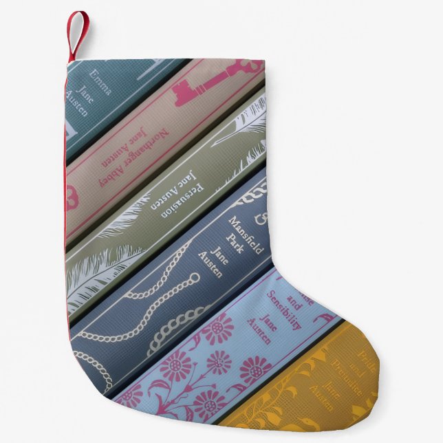 Calcetín Navideño Pequeño Libros de Jane Austen (Anverso)