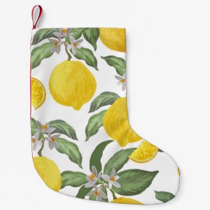 Calcetín Navideño Pequeño Limón: fruto tropical vintage sin soldadura