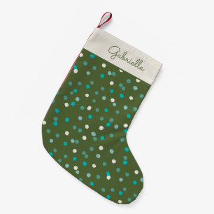 Calcetín Navideño Pequeño Lindo Invierno Lunares Manchas Verde Personalizado