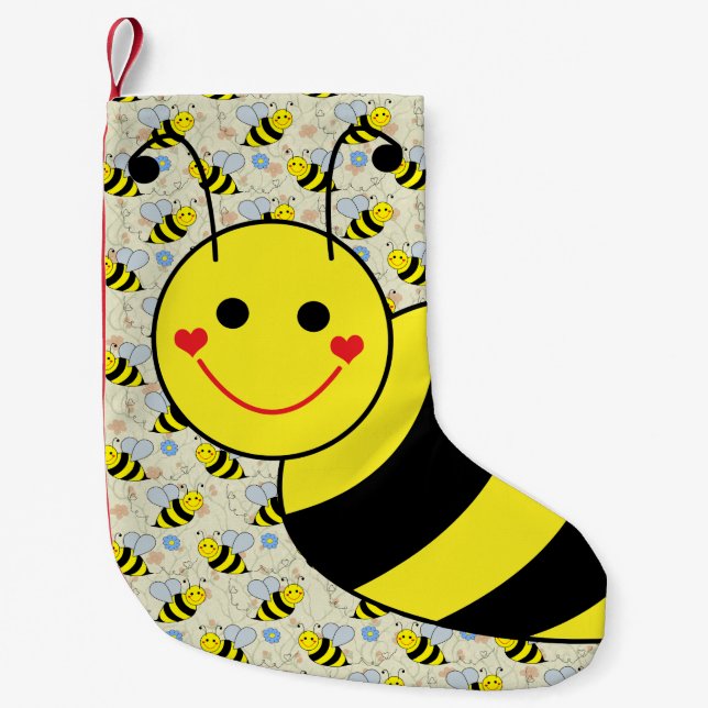 Calcetín Navideño Pequeño Lindo manosee la abeja con el modelo (Anverso)