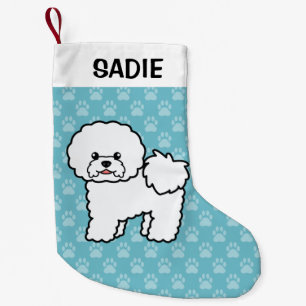 Calcetín Navideño Pequeño Lindo perro Bichon Frise de dibujos animados
